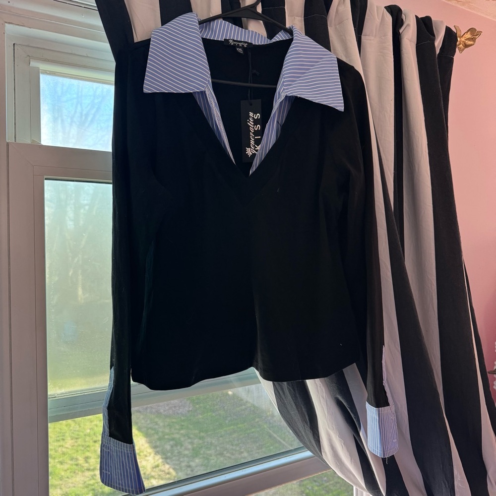 NWT DOLLS KILL GENERATION KISS Polo Cardigan Blouse Top